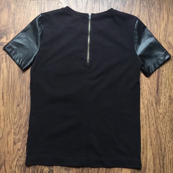 J. Crew Black Leather-Sleeve Tee - Picture 2 of 2